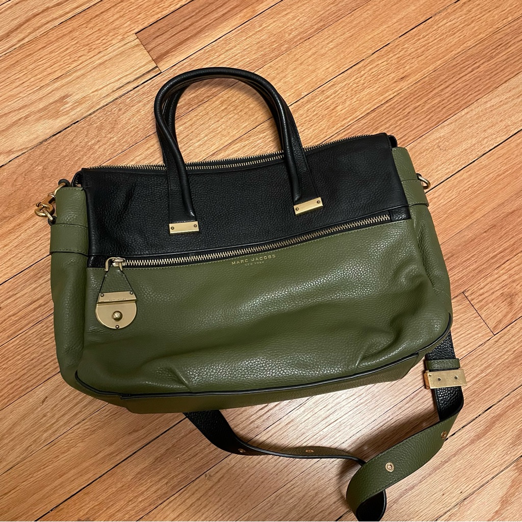 Marc Jacobs Olive And Black Leather Tote